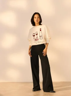 Jeans*Next Zwart - Jersey denim broek met wijde pijpen