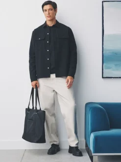 Formele Overhemden|Jassen En Jacks|Next Zwart - Jersey keperstof Overshirt met drukknopen
