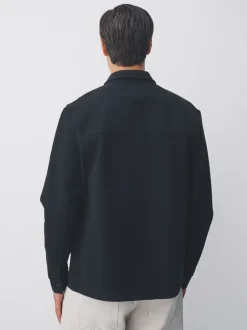Formele Overhemden|Jassen En Jacks|Next Zwart - Jersey keperstof Overshirt met drukknopen