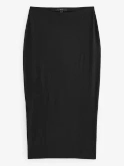 Rokken|Next Zwart - Jersey midirok