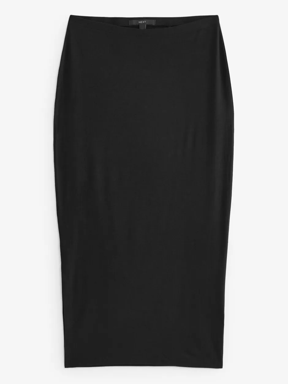 Rokken|Next Zwart - Jersey midirok