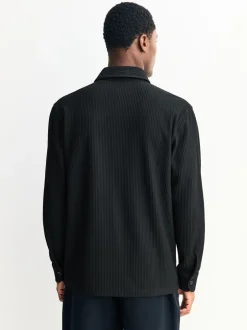 Formele Overhemden|Next Zwart - Jersey overhemd met textuur