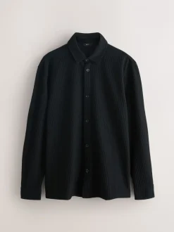 Formele Overhemden|Next Zwart - Jersey overhemd met textuur