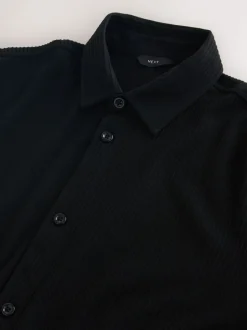 Formele Overhemden|Next Zwart - Jersey overhemd met textuur