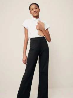 Schoolkleding*Next Zwart - Jersey schoolbroek met bootcut, hoge elastische taille, hoog katoenpercentage en stretch (9-17jaar)