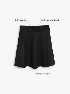 Shorts En Rokken|Next - Jersey stretch school skater rok met elastische taille (3 - 17 jr) Zwart