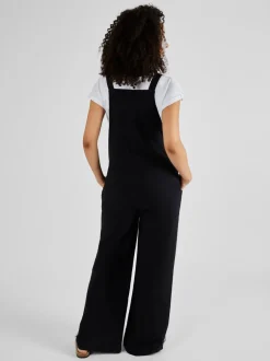Jumpsuits En Playsuits*Jojo Maman Bébé - zwangerschapstuinbroek van een linnenmix met wijde pijpen Zwart