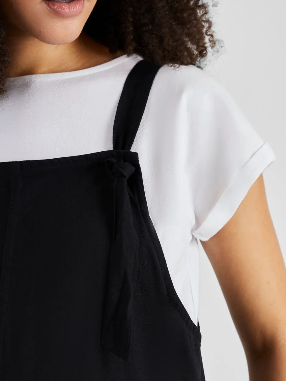Jumpsuits En Playsuits*Jojo Maman Bébé - zwangerschapstuinbroek van een linnenmix met wijde pijpen Zwart