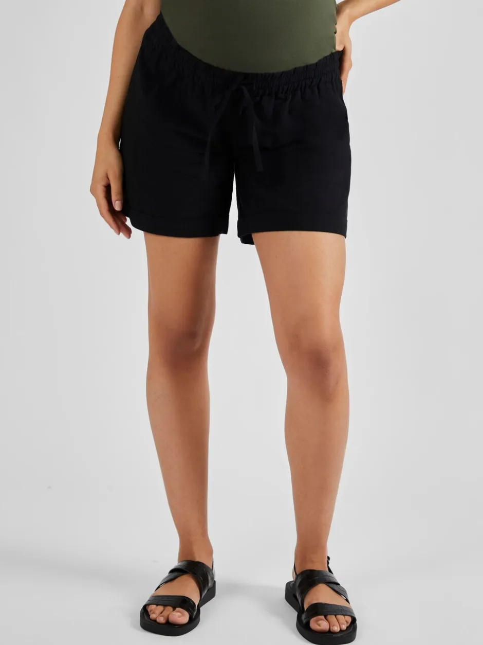 Shorts*Jojo Maman Bébé - zwangerschapsshort van een linnenmix Zwart