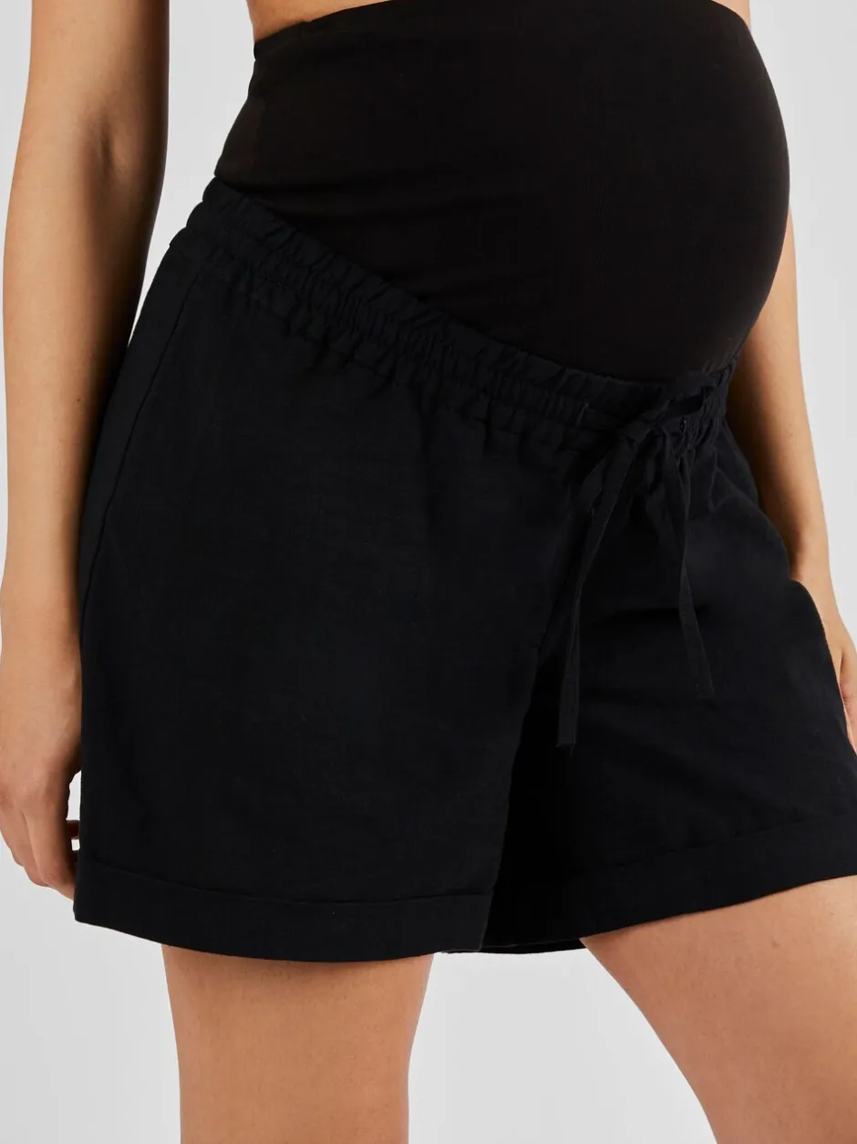 Shorts*Jojo Maman Bébé - zwangerschapsshort van een linnenmix Zwart