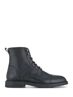 Boots|Jones Bootmaker - Davide leren militaire laarzen met wijde pasvorm Zwart
