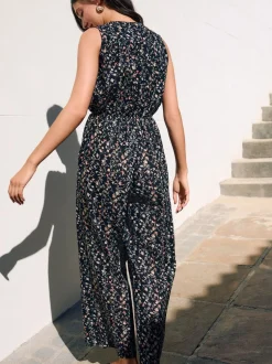 Jumpsuits En Playsuits*Next Zwart - Jumpsuit met wijduitlopende pijpen