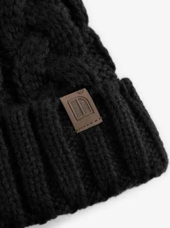 Mutsjes En Antikrabwantjes|Mutsen, Handschoenen En Sjaals*Next Zwart - Kabelgebreide muts met pompon (1-16jr)