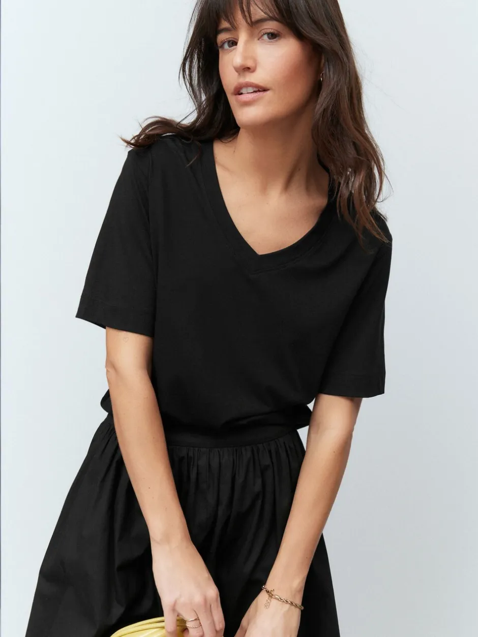Tops En T-Shirts*Next Zwart - Katoenen Modal ruimvallend V-hals T-shirt