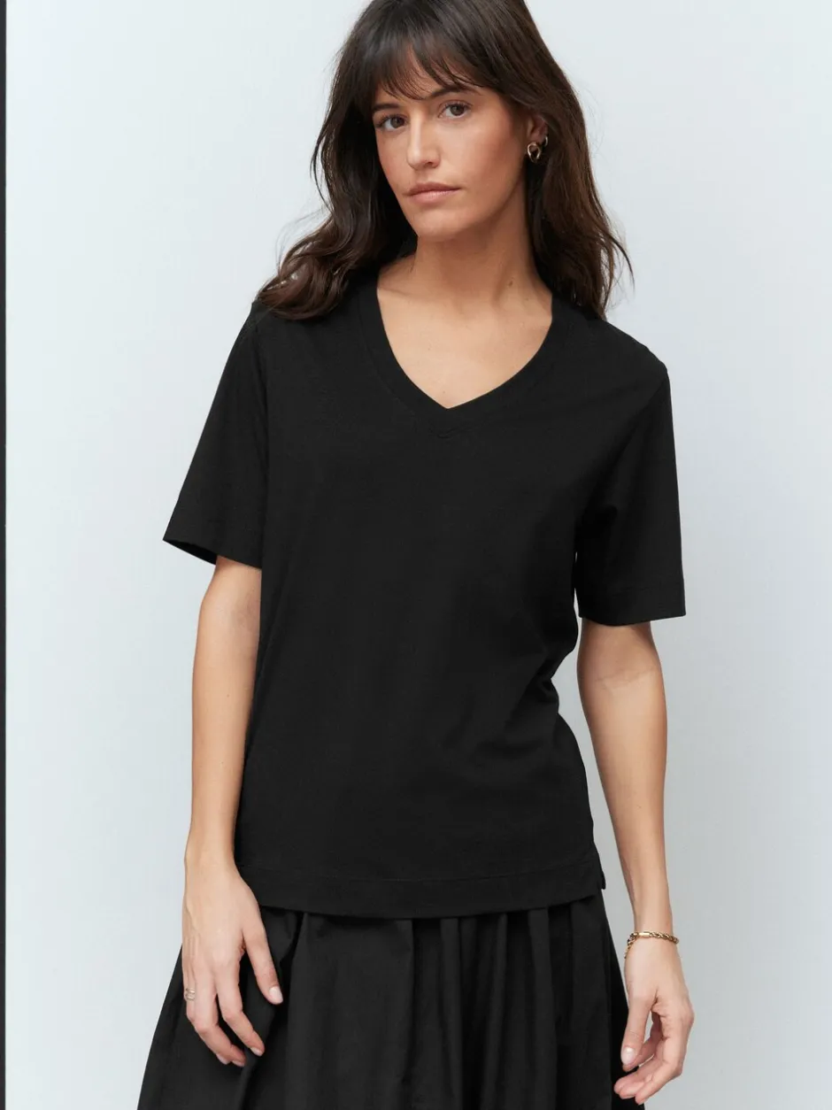 Tops En T-Shirts*Next Zwart - Katoenen Modal ruimvallend V-hals T-shirt