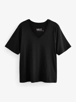 Tops En T-Shirts*Next Zwart - Katoenen Modal ruimvallend V-hals T-shirt