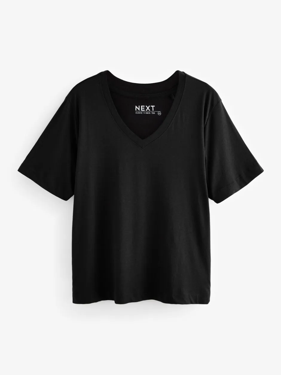 Tops En T-Shirts*Next Zwart - Katoenen Modal ruimvallend V-hals T-shirt