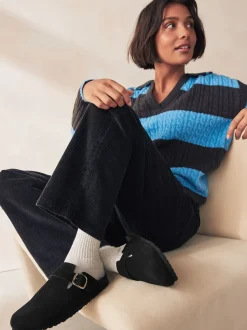Lage Schoenen*Next Zwart - Klompen met leren voetbed