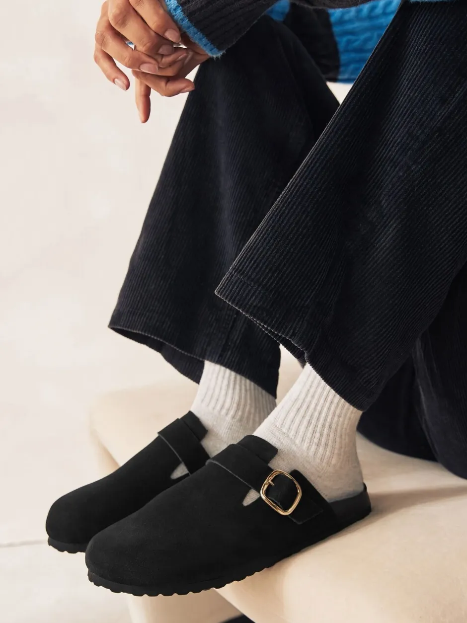 Lage Schoenen*Next Zwart - Klompen met leren voetbed