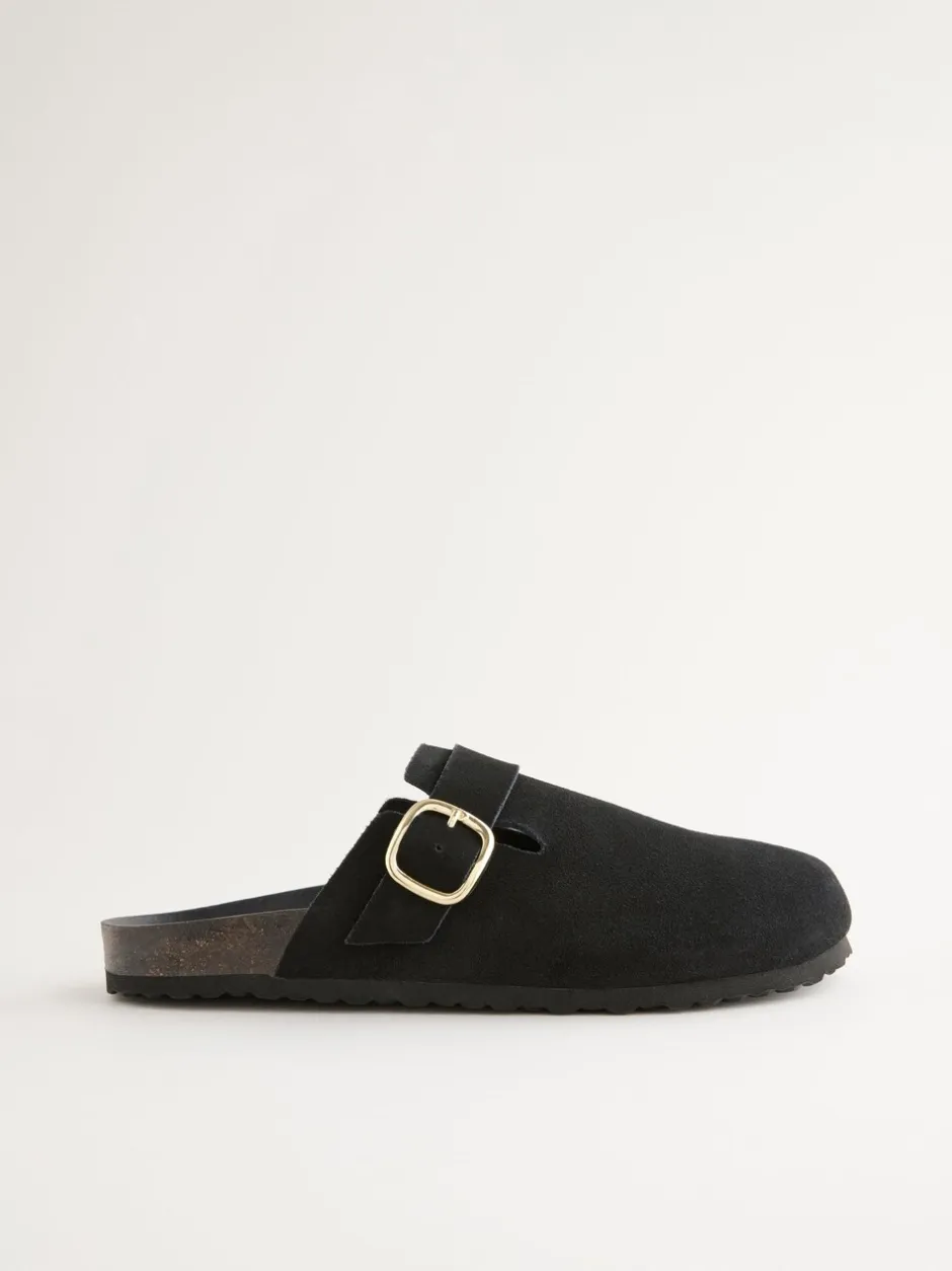 Lage Schoenen*Next Zwart - Klompen met leren voetbed