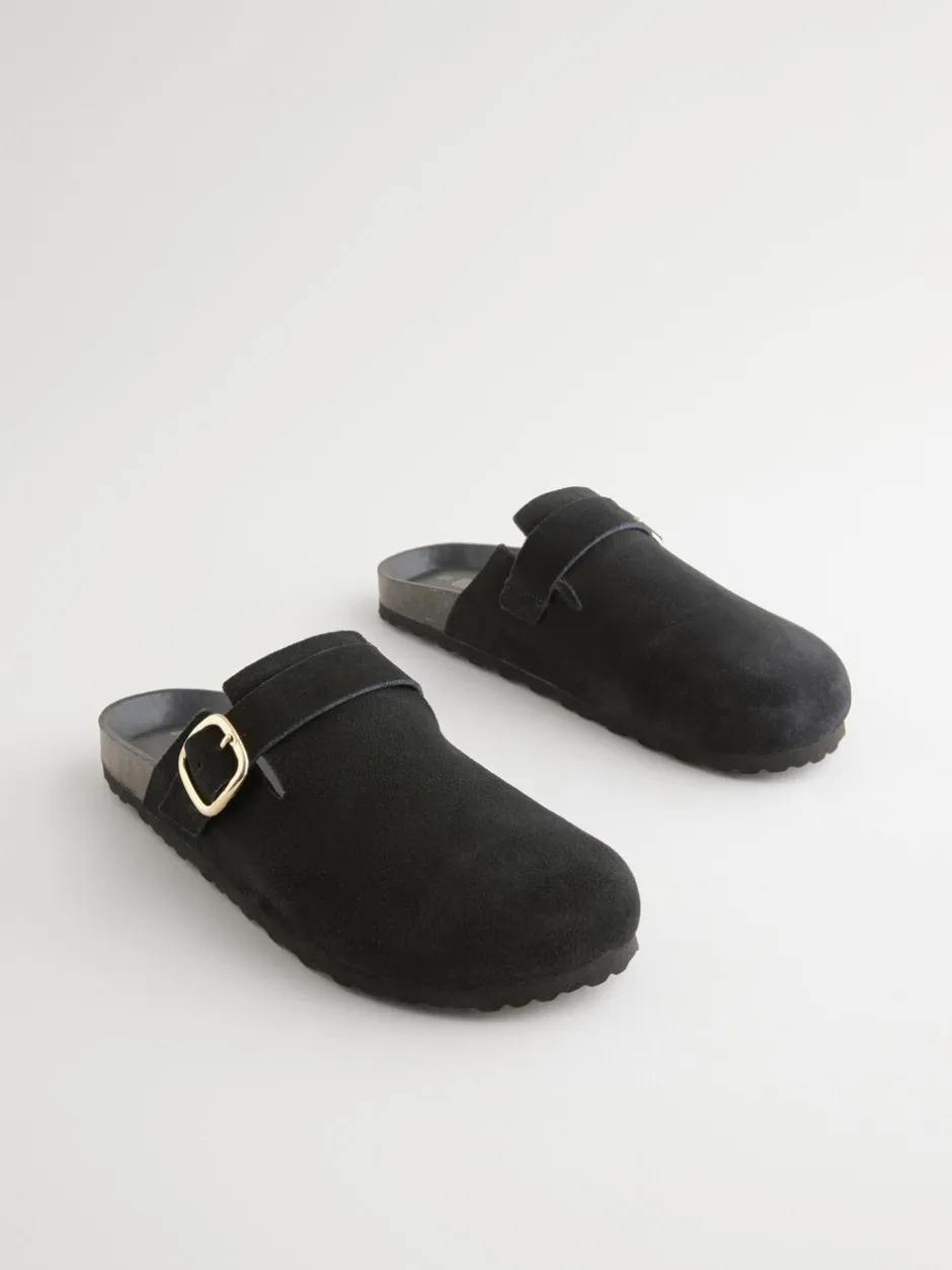 Lage Schoenen*Next Zwart - Klompen met leren voetbed