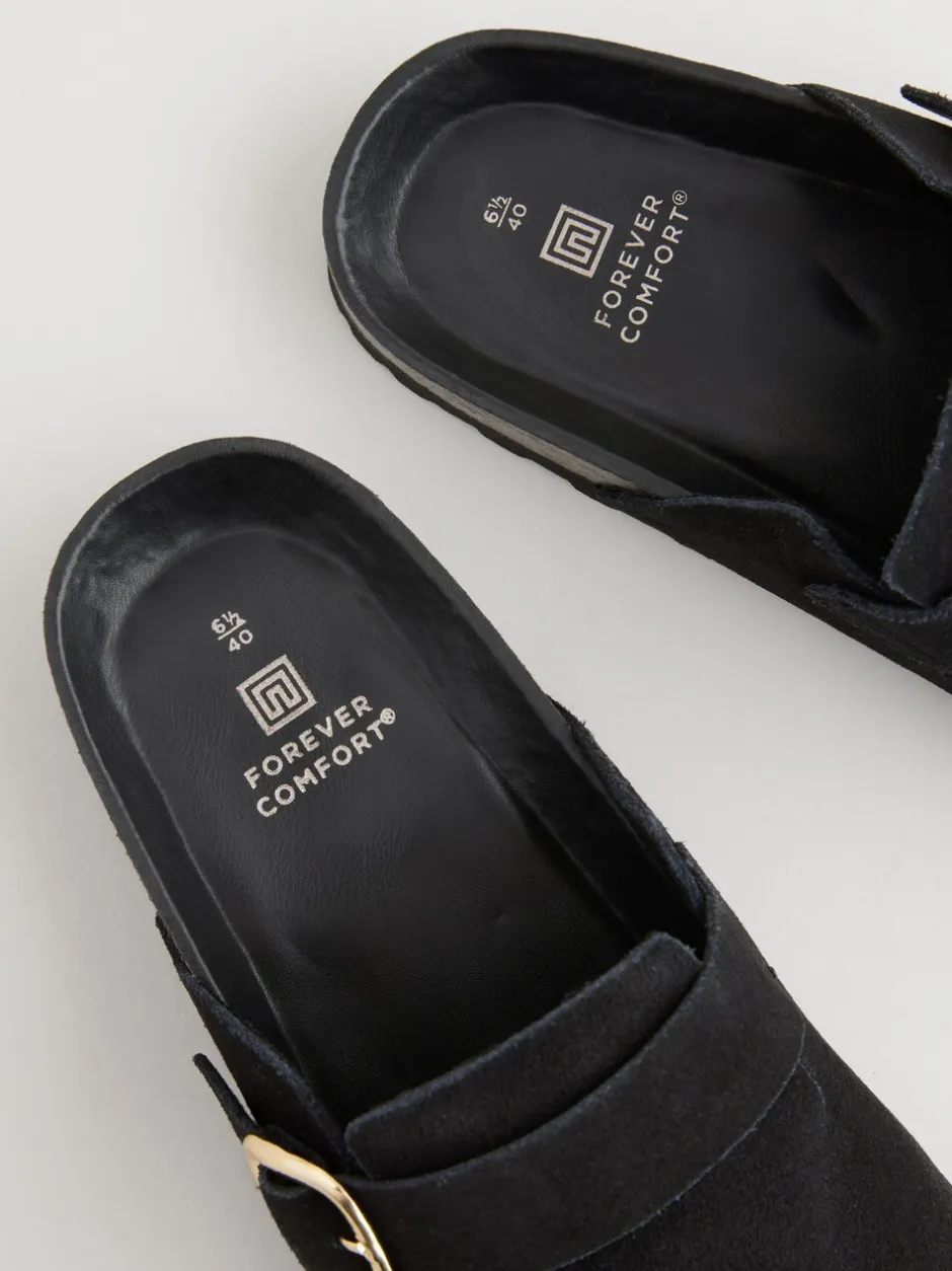 Lage Schoenen*Next Zwart - Klompen met leren voetbed