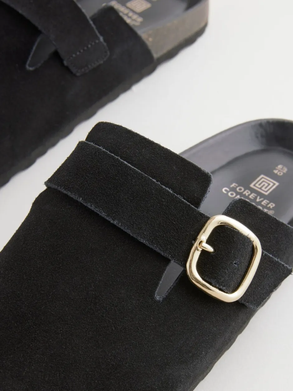 Lage Schoenen*Next Zwart - Klompen met leren voetbed
