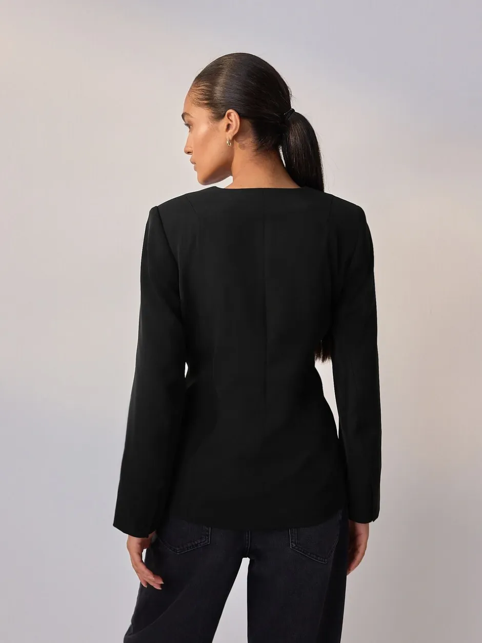 Kostuums En Werkkleding*Next Zwart - Kraagloze V-hals blazer