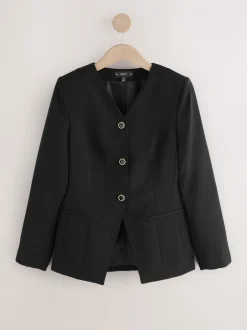 Kostuums En Werkkleding*Next Zwart - Kraagloze V-hals blazer