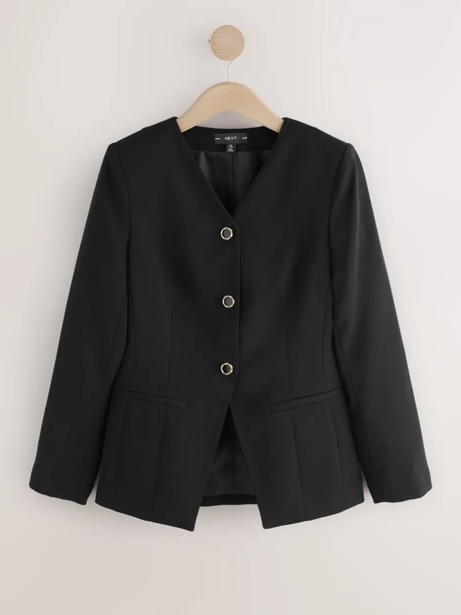 Kostuums En Werkkleding*Next Zwart - Kraagloze V-hals blazer