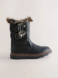 Boots*Next - Laarzen met voering van imitatiebont en gesp Zwart