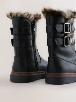 Boots*Next - Laarzen met voering van imitatiebont en gesp Zwart