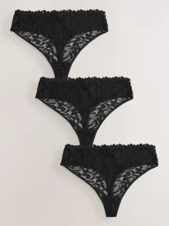 Onderbroeken*Next - Lace Front NVPL Knickers 3 Pack Zwart