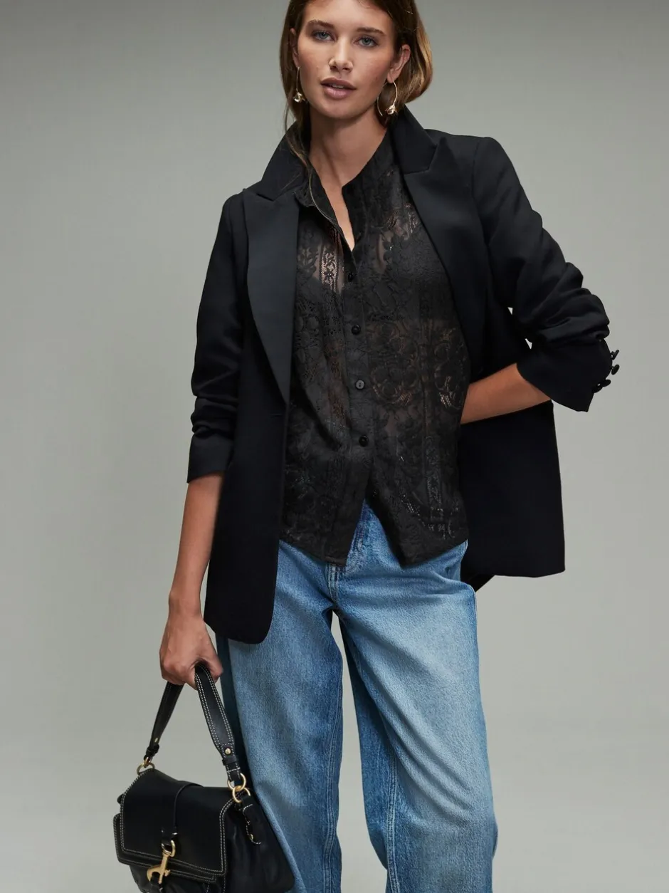 Blouses En Overhemden|Tops En T-Shirts|Next - Lace Half Sleeve Blouse Zwart