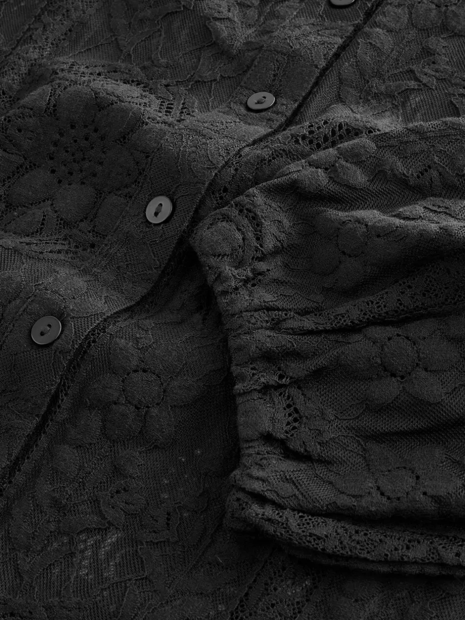 Blouses En Overhemden|Tops En T-Shirts|Next - Lace Half Sleeve Blouse Zwart