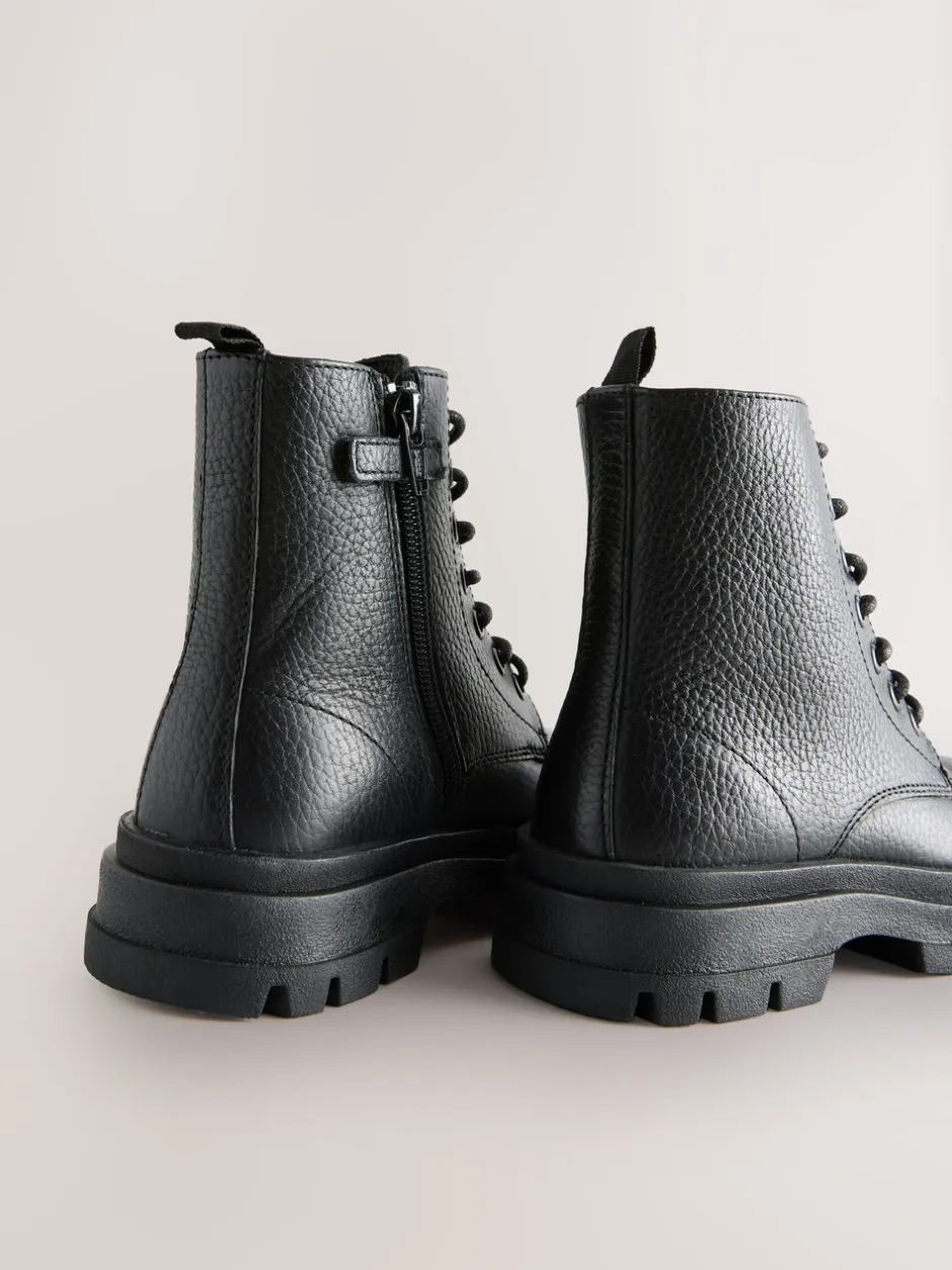 Boots|Next Zwart - Lace Up Leather Boots