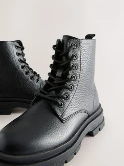 Boots|Next Zwart - Lace Up Leather Boots