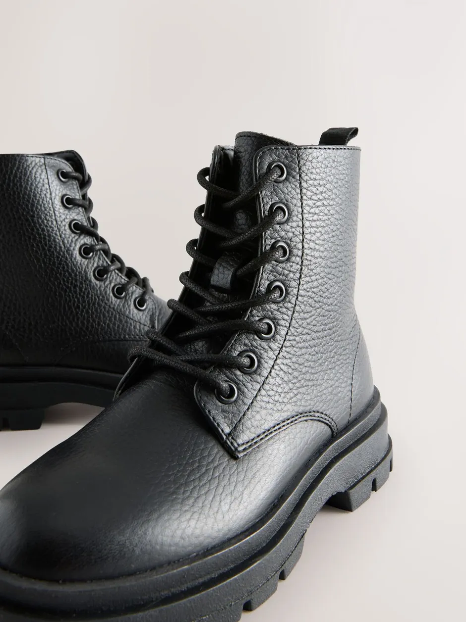 Boots|Next Zwart - Lace Up Leather Boots