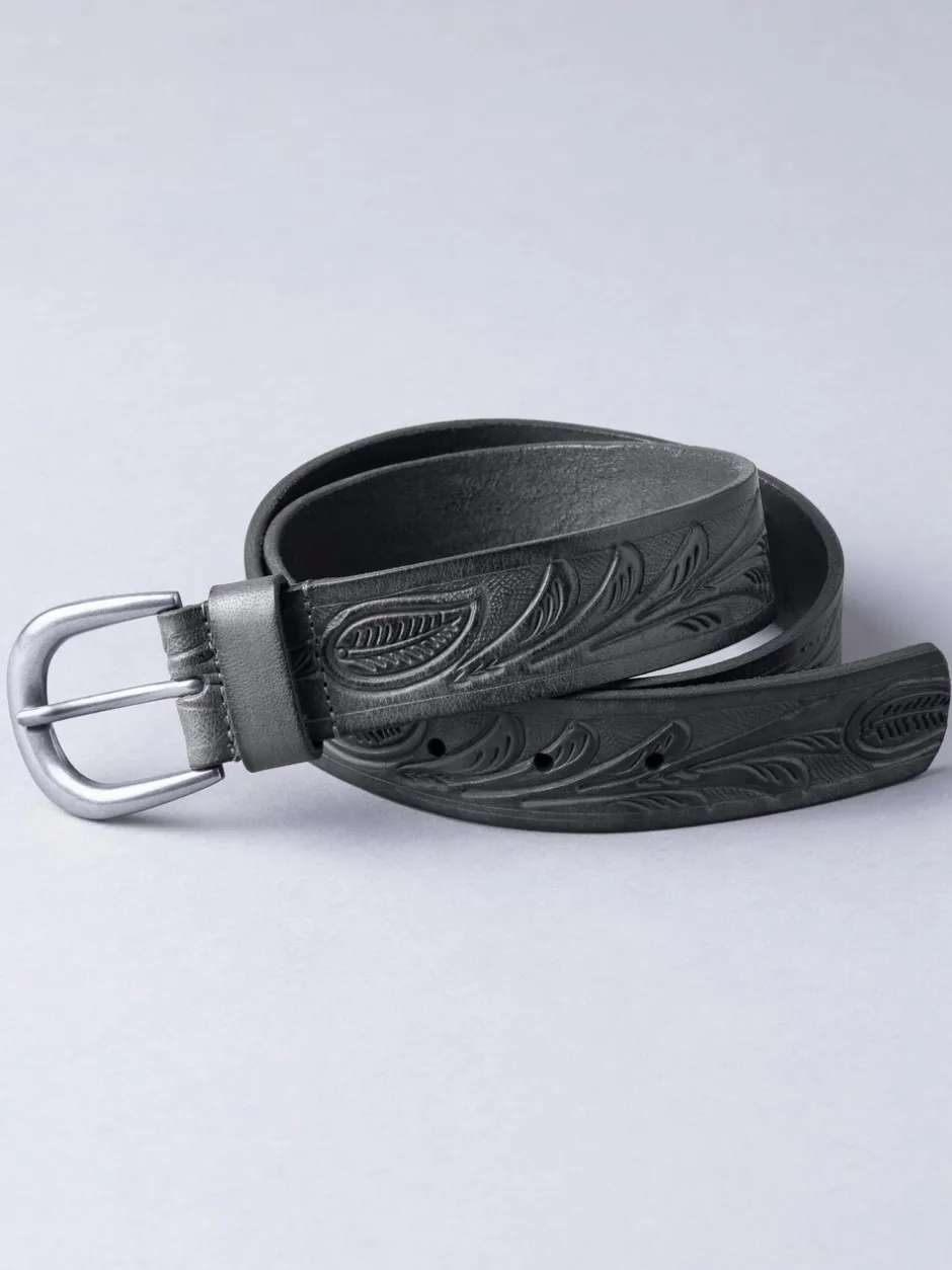 Ceintuurs*Lakeland Leather - - Leren riem met reliëf Zwart