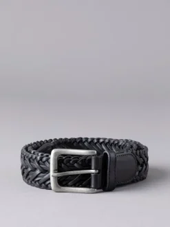 Riemen En Bretels*Lakeland Leather - Lakeland leren gevlochten Howbeck riem Zwart