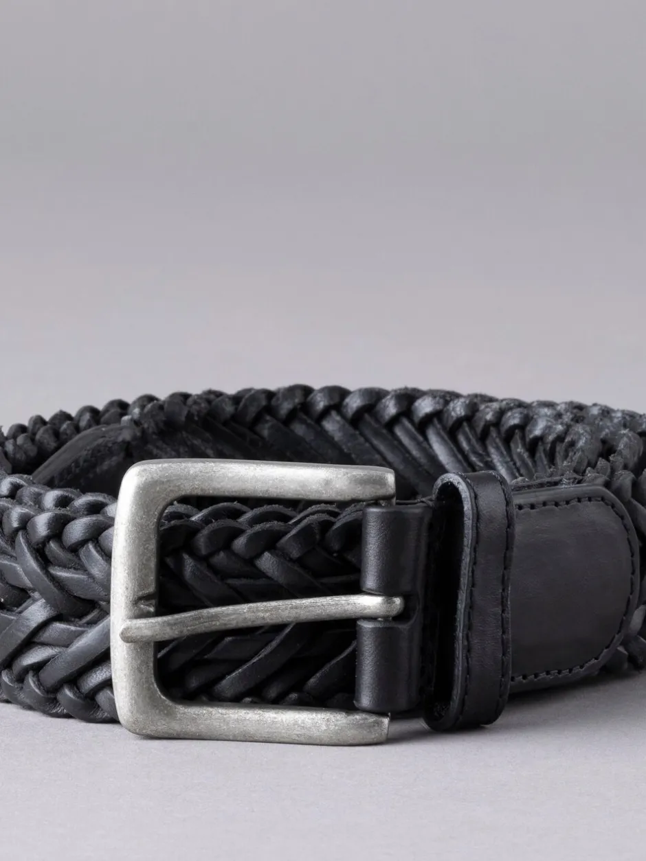 Riemen En Bretels*Lakeland Leather - Lakeland leren gevlochten Howbeck riem Zwart