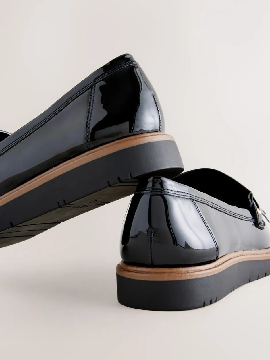 Lage Schoenen*Next - Lakleren instappers met kwastjes en dikke zool Zwart