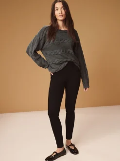 Leggings En Joggingbroeken|Next Zwart - Lange jersey denim leggings