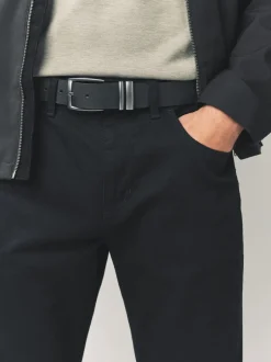 Riemen En Bretels*Next Zwart - Leather Belt With Double Keeperloop