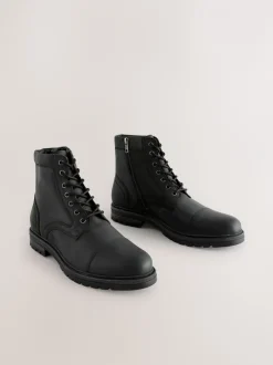 Boots*Next - Leather Toe Cap Zip Up Boots Zwart