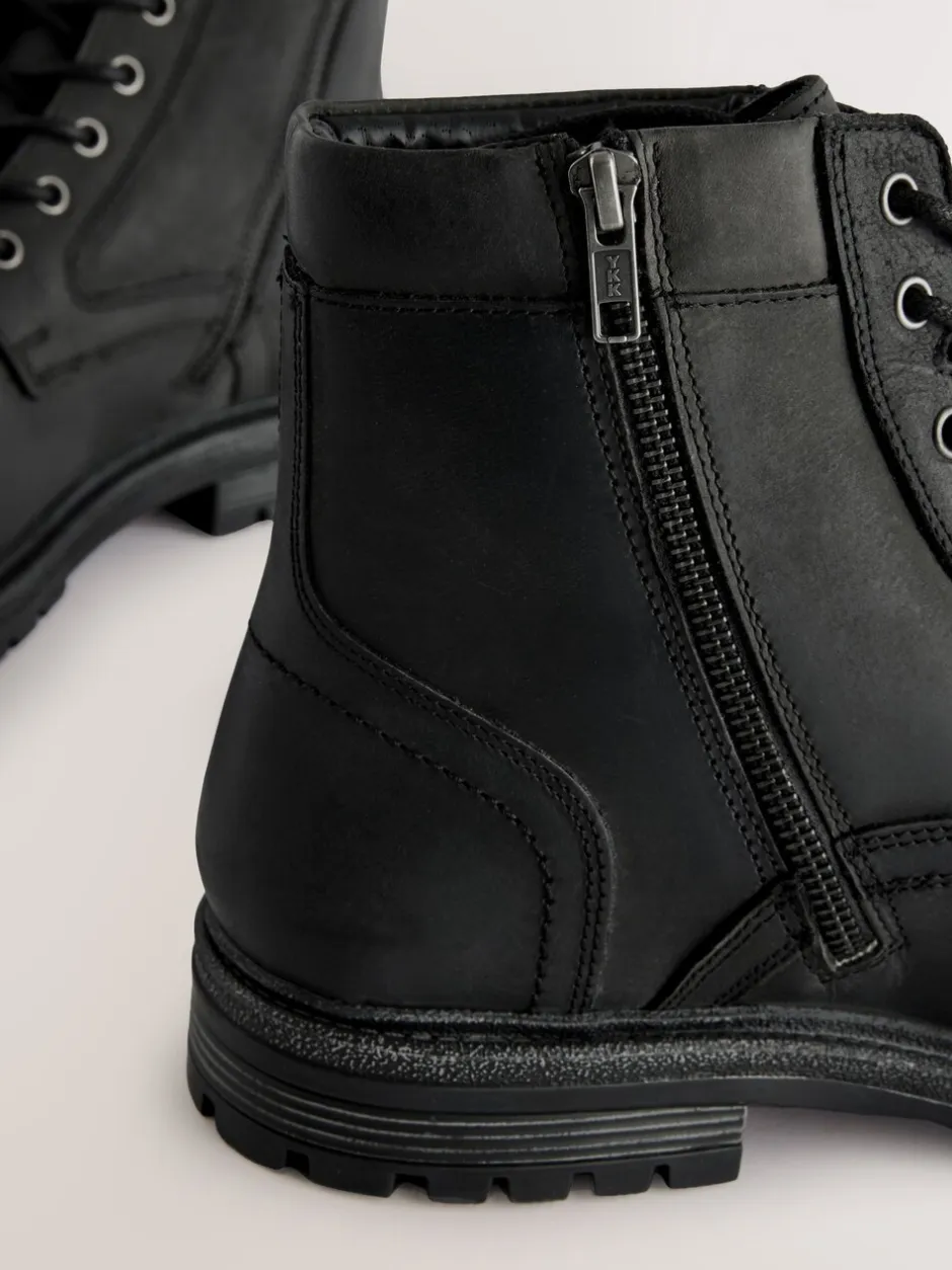 Boots*Next - Leather Toe Cap Zip Up Boots Zwart