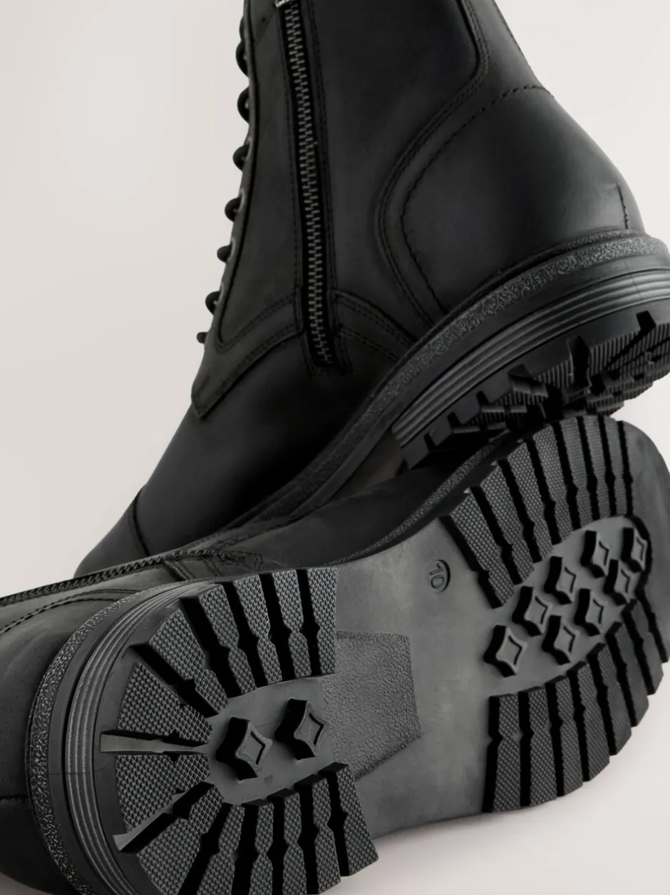 Boots*Next - Leather Toe Cap Zip Up Boots Zwart