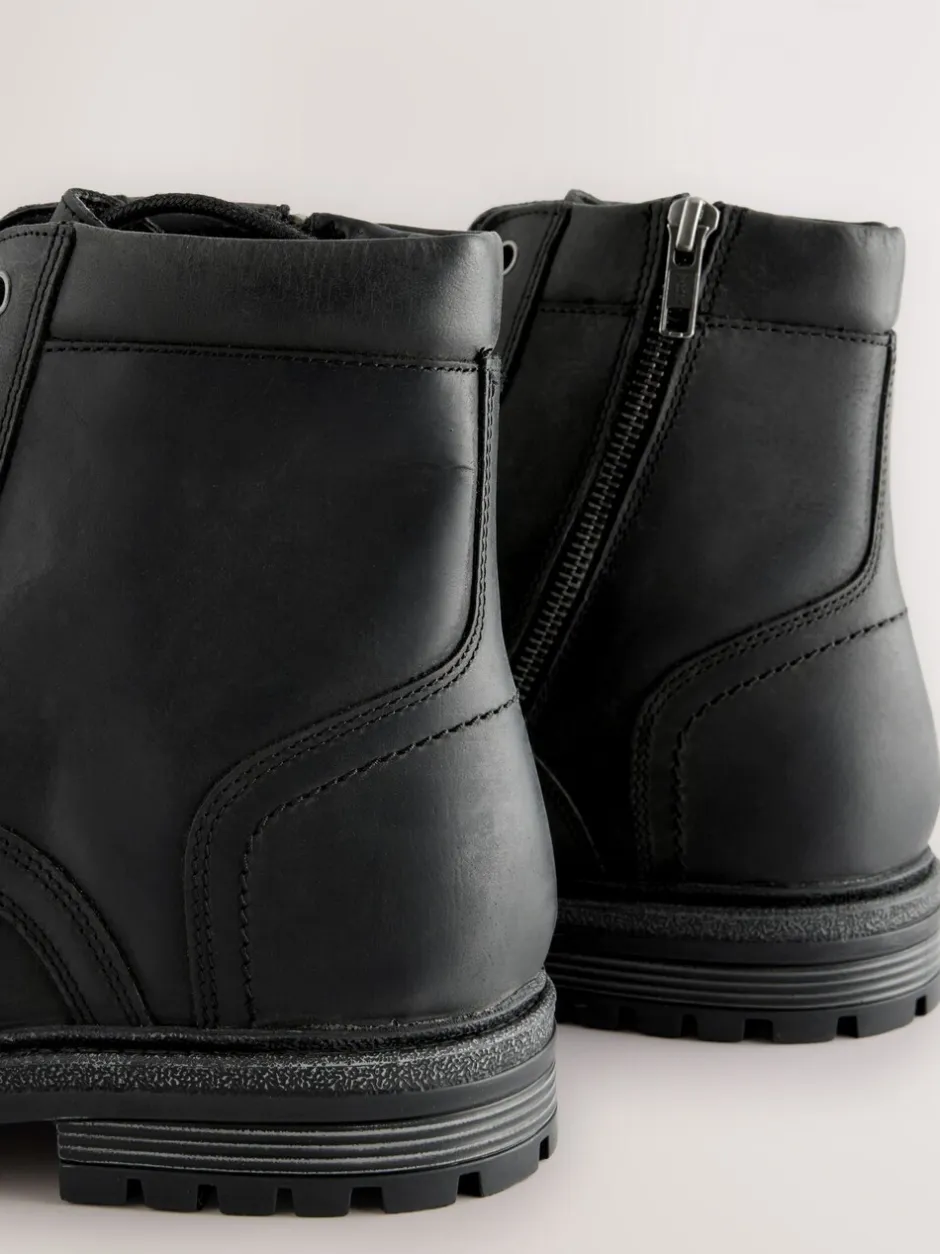 Boots*Next - Leather Toe Cap Zip Up Boots Zwart