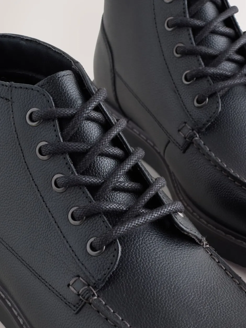Boots|Next - Leren Boots met middelhoge Sleehakken Zwart