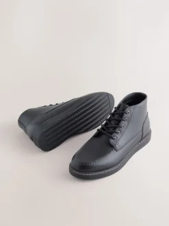 Boots|Next - Leren Boots met middelhoge Sleehakken Zwart